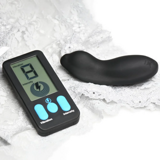 E-Stim Trosvibrator, Vibrerande, med Fjärrkontroll, Svart