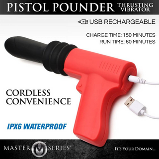 Stötande Pistola Vibrator - Röd, 4 Lägen, USB-Uppladdningsbar