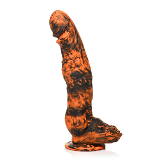 Silikon Dildo - Anatomisk, Sugpropp - Orange/Svart