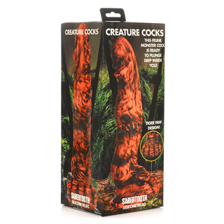 Silikon Dildo - Anatomisk, Sugpropp - Orange/Svart