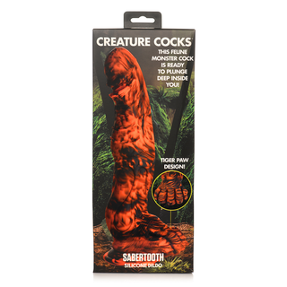 Silikon Dildo - Anatomisk, Sugpropp - Orange/Svart