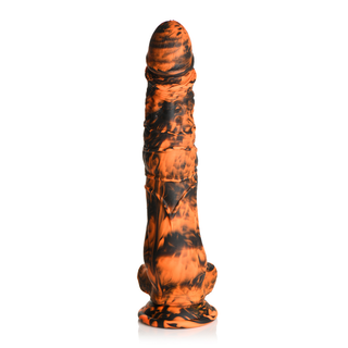 Silikon Dildo - Anatomisk, Sugpropp - Orange/Svart