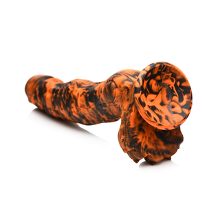 Silikon Dildo - Anatomisk, Sugpropp - Orange/Svart