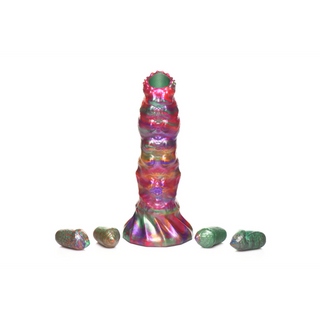 Silikondildo med Ägg, Sugkopp & Textur