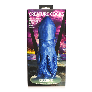 Blå Texturerad Dildo - Bläckfiskdesign, Silikon