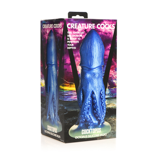 Blå Texturerad Dildo - Bläckfiskdesign, Silikon