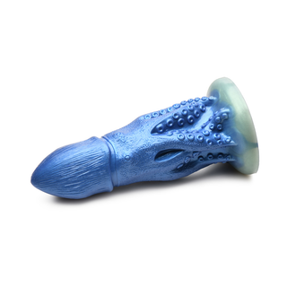 Blå Texturerad Dildo - Bläckfiskdesign, Silikon