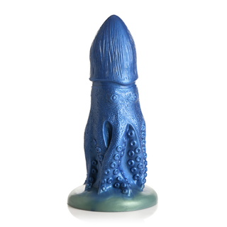 Blå Texturerad Dildo - Bläckfiskdesign, Silikon