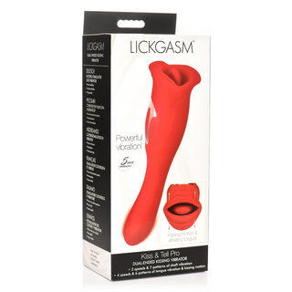 Röd Dubbel Vibrator, Kyssmun & Vibrerande Skaft