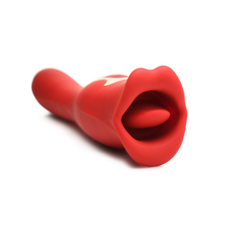 Röd Dubbel Vibrator, Kyssmun & Vibrerande Skaft