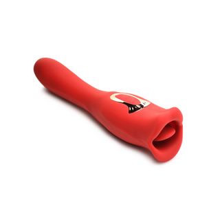 Röd Dubbel Vibrator, Kyssmun & Vibrerande Skaft