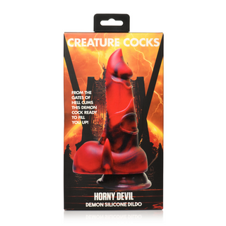 Röd Dildo med Sugkopp, Demonisk Design & Detaljer