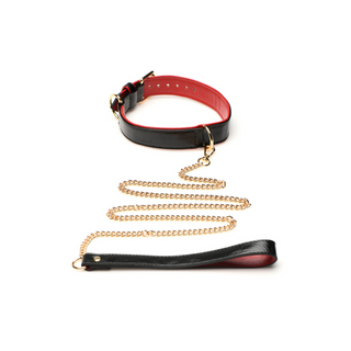 Bondage Set Veganläder: Handfängsel, Gag, Piska - Svart/Röd