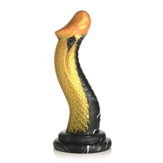 S-formad Dildo Silikon, Sugkopp, Guld & Svart