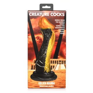 S-formad Dildo Silikon, Sugkopp, Guld & Svart