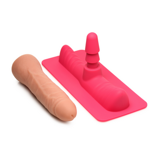 Sadeladapter med Dildo - Rosa/Hud, 18.4cm