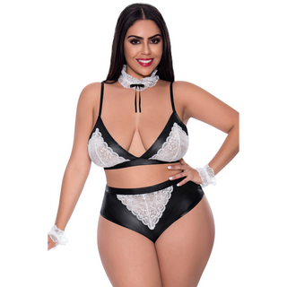 Svart Spets Set: Bralette, Trosa & Handledsmanschetter