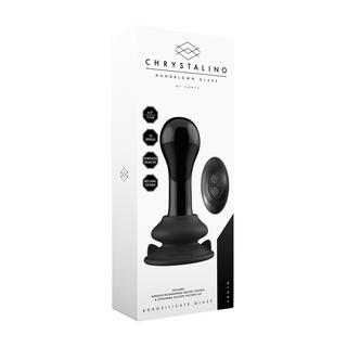 Svart Glas Vibrator, Sugkopp, Fjärrkontroll & 10 Hastigheter