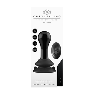 Svart Glas Vibrator, Sugkopp, Fjärrkontroll & 10 Hastigheter