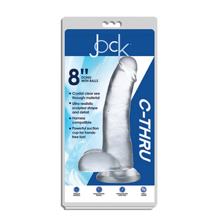 Dildo med Kulor, Sugkopp, Genomskinlig, 20.5 cm