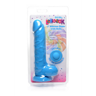 Realistisk Silikondildo med Bollar, 18 cm, Blå