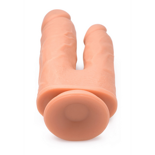 Vibrerande Dubbeldildo Silikon, Sugkopp, Turbo - 20.5cm