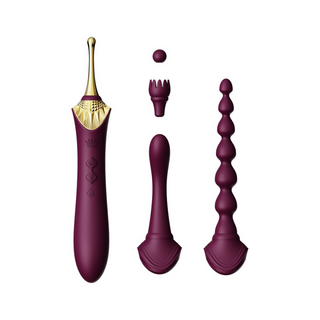 Kraftfull Klitorisvibrator, 4 Tillbehör, Lila