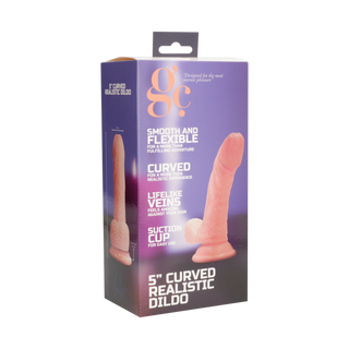 Realistisk Dildo 13cm - Böjd, Sugpropp, Hudfärg/Svart