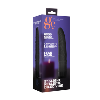 Realistisk Dildo Vibrator, 8/20 cm, Svart, Flera Hastigheter