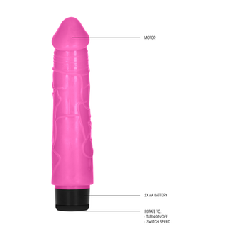 Realistisk Dildo Vibrator, 20 cm, Rosa - Kraftfull