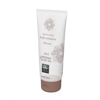 2-i-1 Massage & Glidgel, Silkeslen, 200 ml