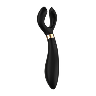 Roterande Parvibrator Svart Silikon - 180° Huvud