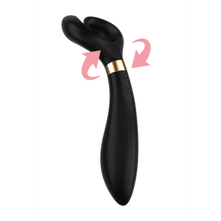 Roterande Parvibrator Svart Silikon - 180° Huvud