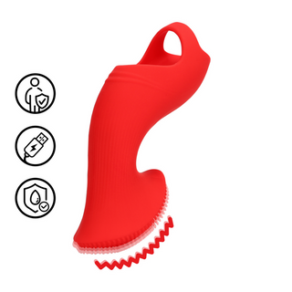 Texturerad Finger Vibrator - Sunrise Red