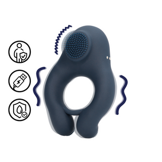 Vibrerande Cockring med Klitorisstimulering - Indigo Blå