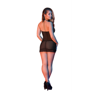 Svart Nattlinne L/XL - Spets & Mesh, G-string