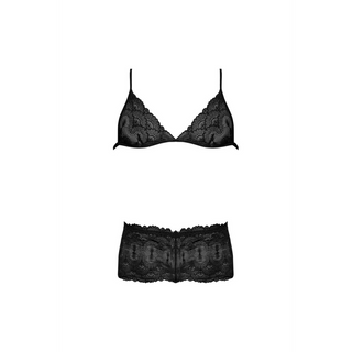 Svart Spets Triangel-BH och Tros Set - L/XL