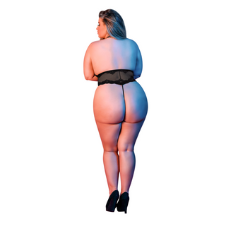 Svart Halterneck Teddy med V-ringning & G-string, 2X
