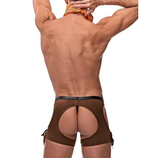 Cowboy Kostym XL - Chaps, Bandana & Trosa - Brun/Orange