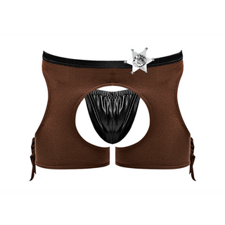 Cowboy Kostym XL - Chaps, Bandana & Trosa - Brun/Orange