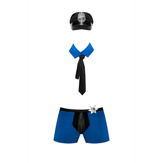 Kostymset: Shorts, Krage & Märke - Svart/Blå, L/XL