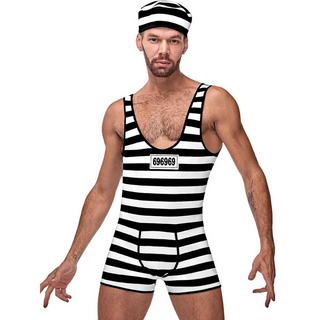 Fångdräkt Singlet med Keps - Svart/Vit, L/XL