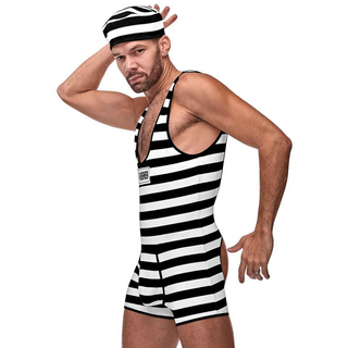 Fångdräkt Singlet med Keps - Svart/Vit, L/XL