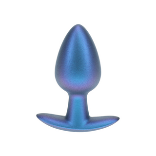 Slät Silikon Analplugg Medium 7,9cm - Metallblå