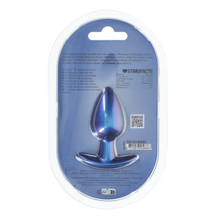 Slät Silikon Analplugg Medium 7,9cm - Metallblå