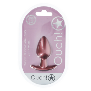 Slät Silikon Analplugg 7,9cm - Roséguld