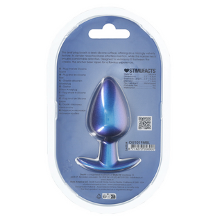 Slät Silikon Analplugg Stor, 8.9cm Metallblå