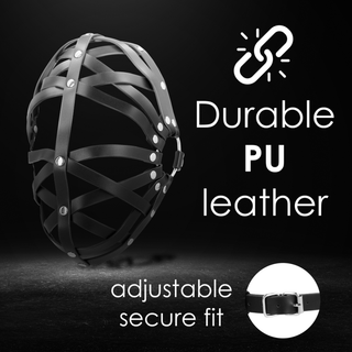 Svart PU Läder Burmask Justerbar - BDSM Tillbehör
