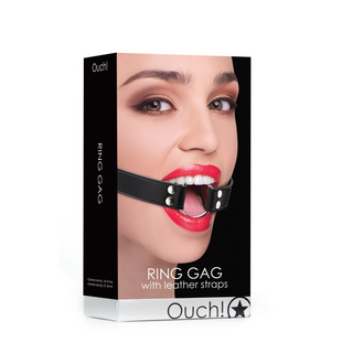 Läder Knebel med Justerbar Rem - Ring Gag