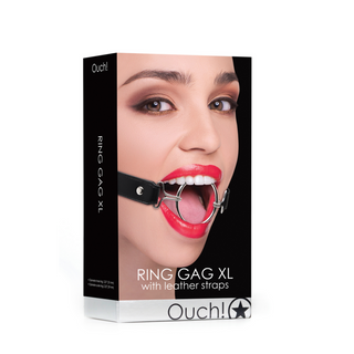 Ring Gag XL - Läder Knebel med Spännen